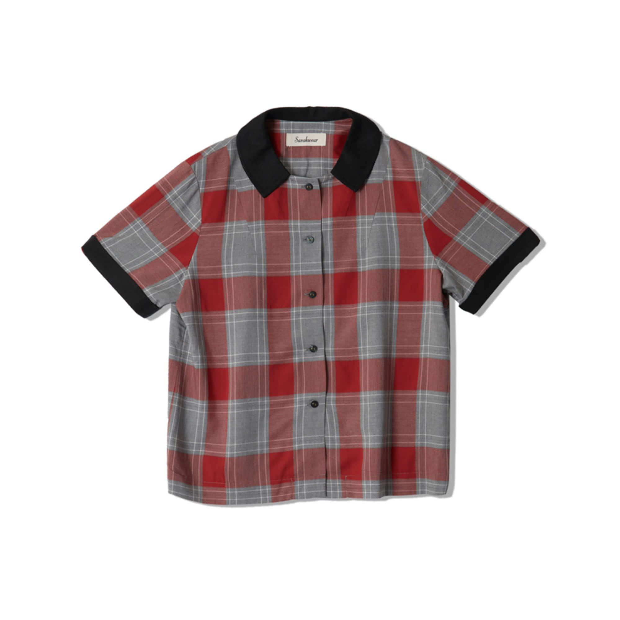 RAYON CHECK BLOUSE (RED)