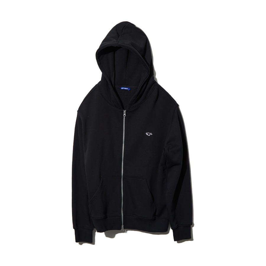 USA COTTON HOODED ZIP UP (BLACK)