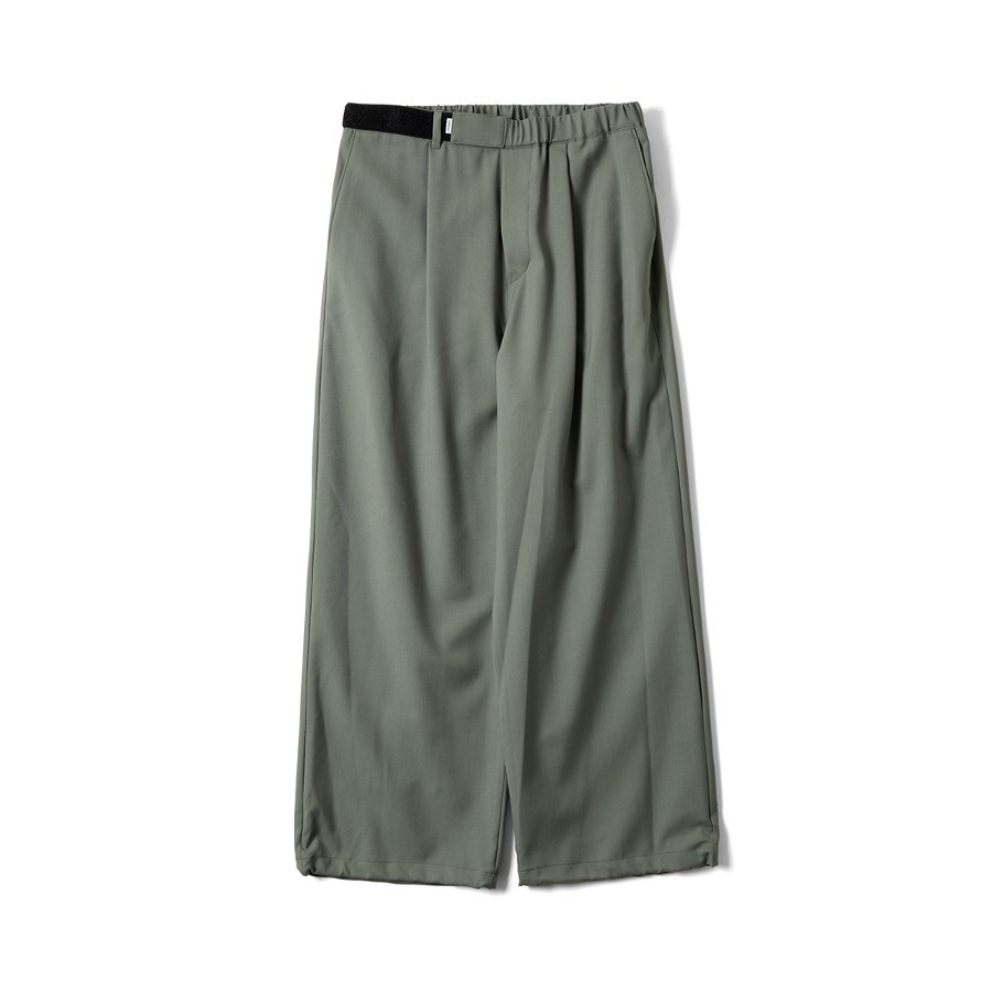 WOOL SERGE WIDE CHEF TRACK PANTS (AGAVE GREEN)