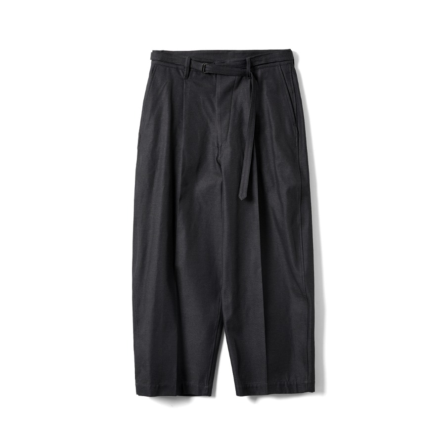 DRILL CHAMBRAY BELTED TROUSERS (HEATHERCHARCOAL)
