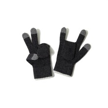 D4002-1 PEACE&amp;LOVE KNITTED GLOVES (CHARCOAL)