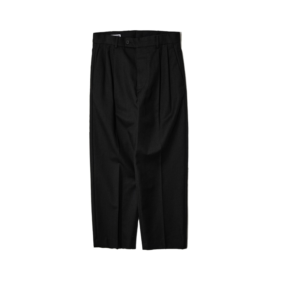 2PLEATS STRAIGHT TROUSERS (CHARCOAL MIX)