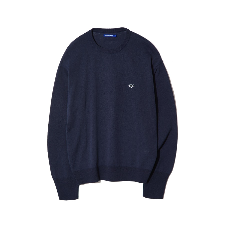 BASIC CRUNCHY KNITTED SWEATER (NAVY)