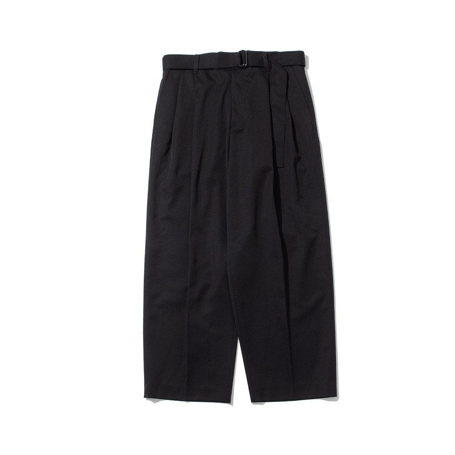 BELTED WIDE STRAIGHT TROUSERS (BLACK)