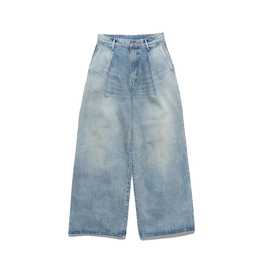 SELVAGE DENIM TWO TUCK WIDE PANTS (LIGHT FADE)