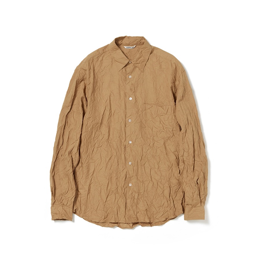 WRINKLED WASHED FINX TWILL SHIRT (BROWN)