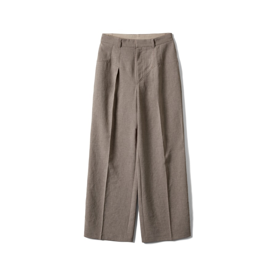 SHORTS SWITCHING TUCKED WIDE TROUSERS (TAUPE)