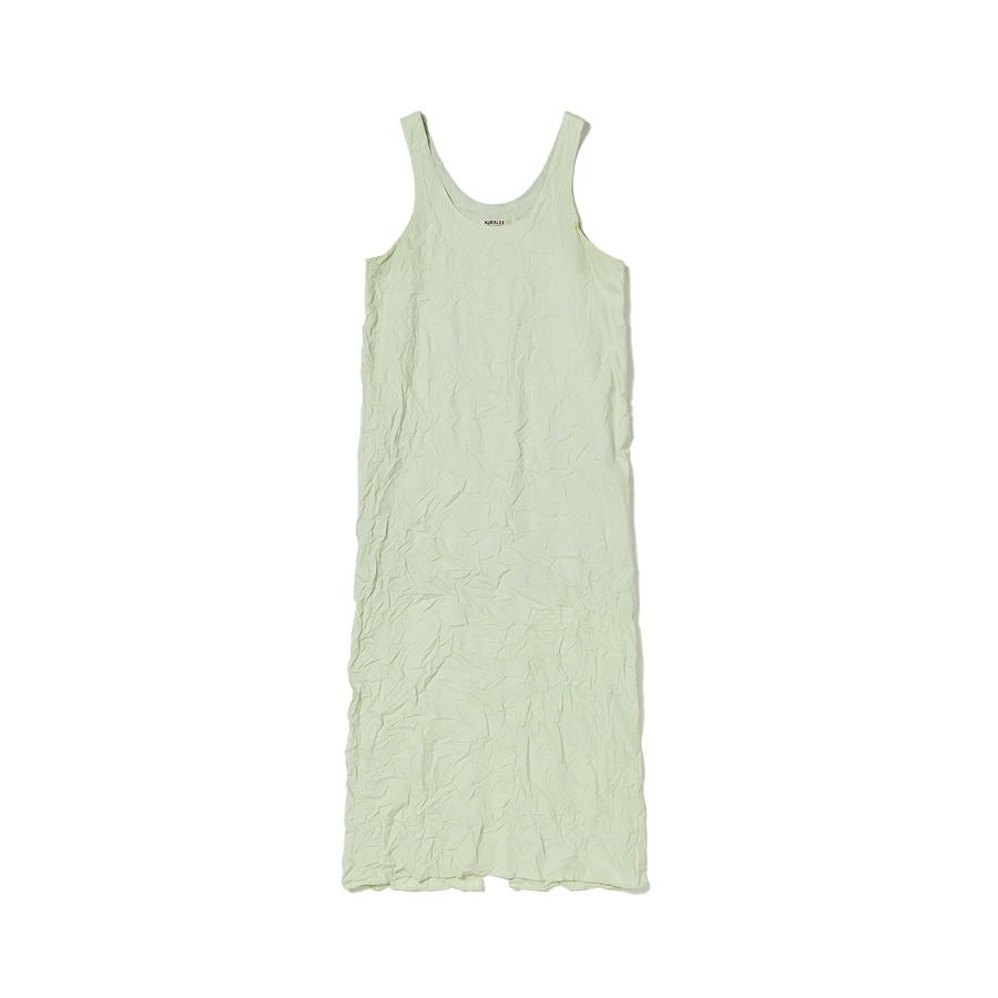 WRINKLED WASHED FINX TWILL DRESS (LIGHT GREEN)