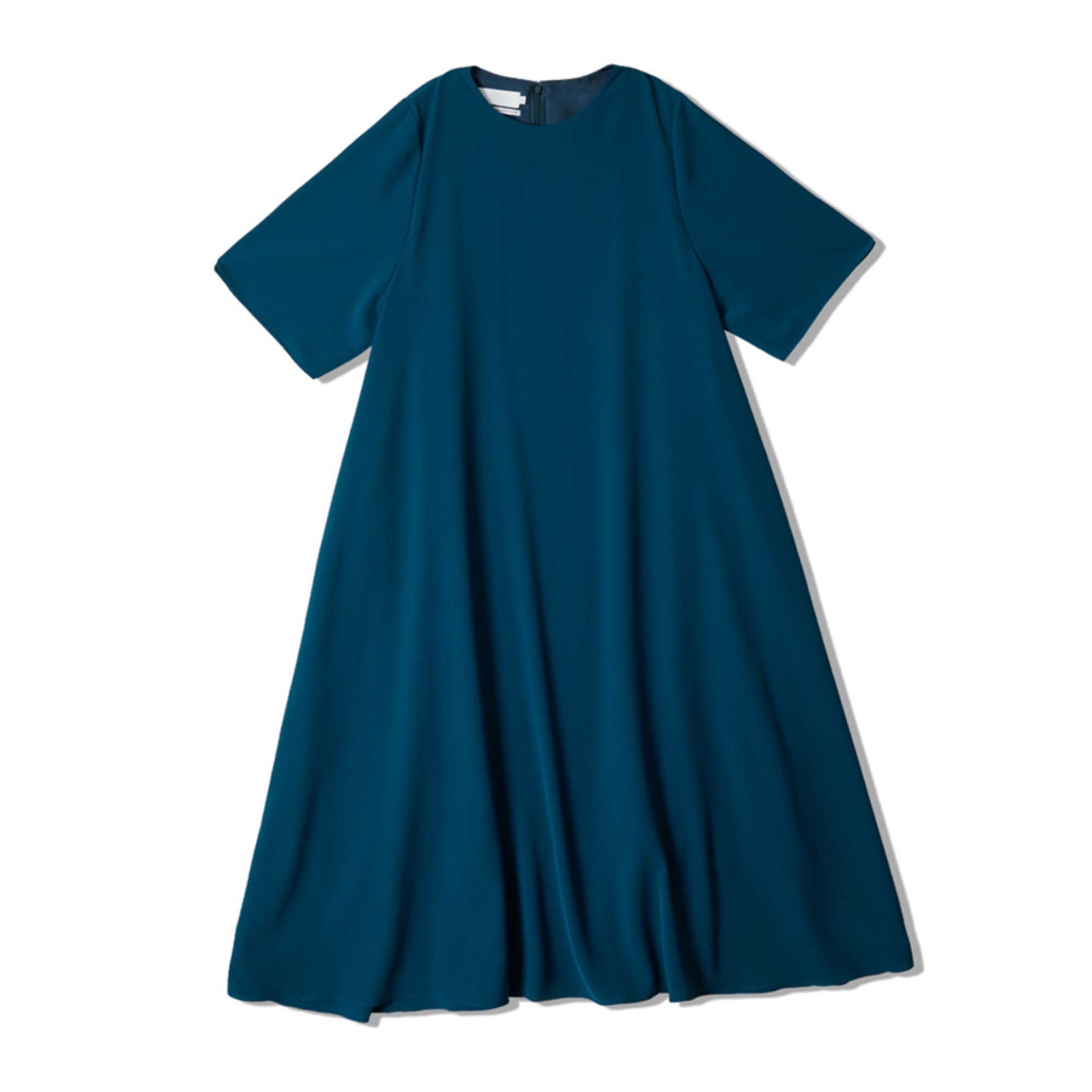 MATTE SATIN CREW NECK DRESS (BLUE)