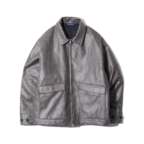 COATED HOUNDSTOOTH CHECK JACKET (GREY CHECK)