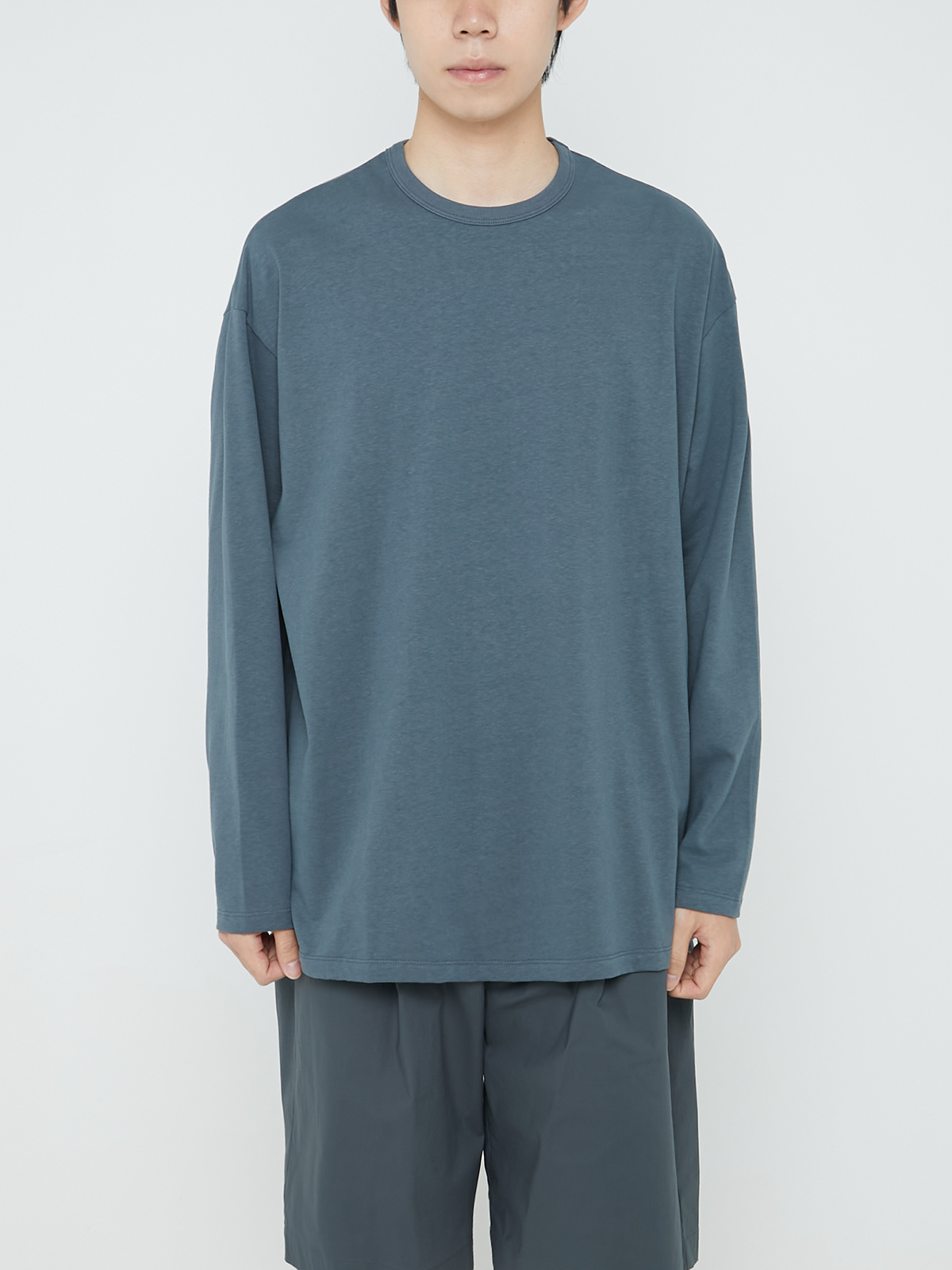 RECYCLED COTTON JERSEY L/S TEE (DARK SLATE)