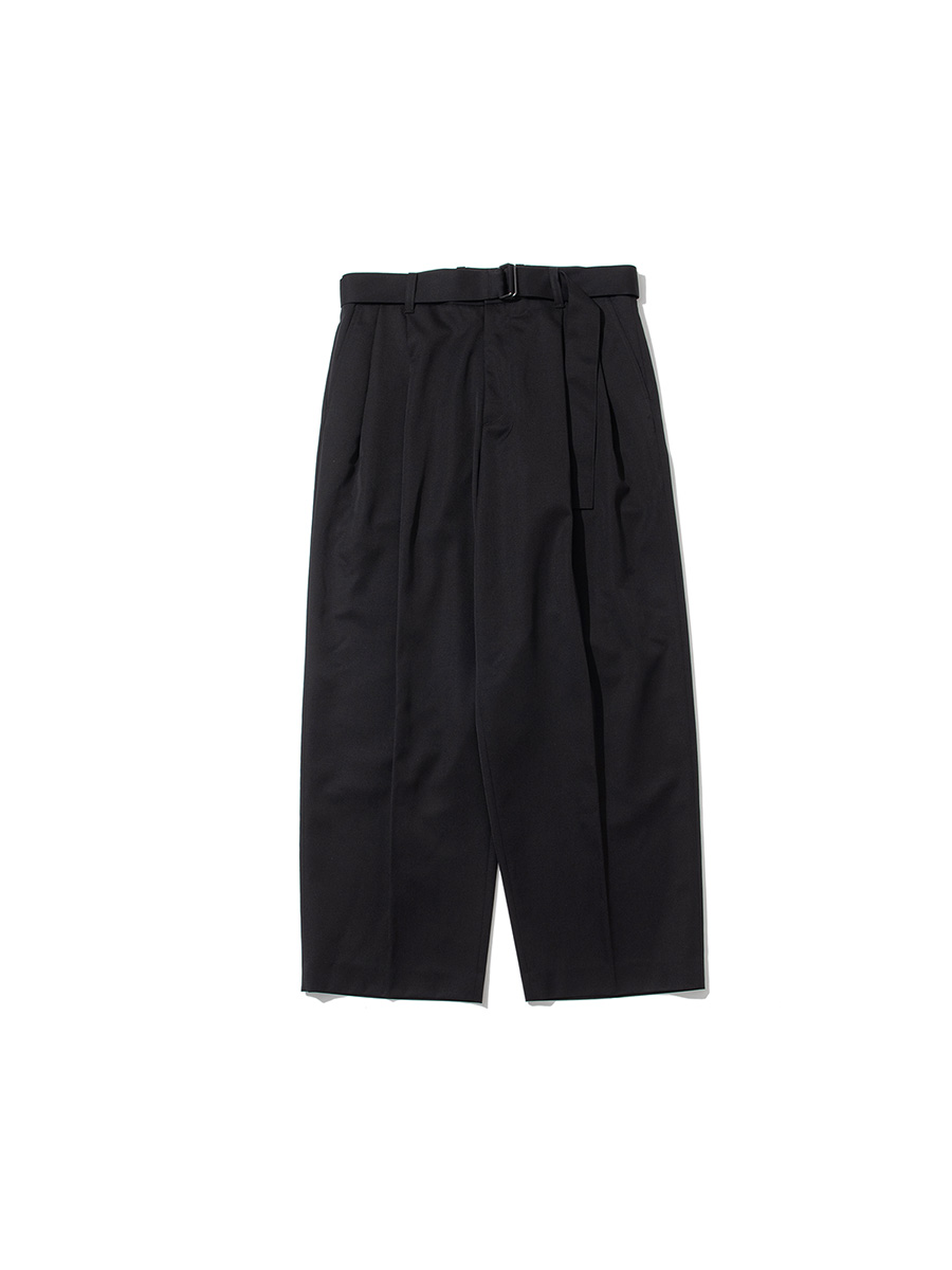 BELTED WIDE STRAIGHT TROUSERS (BLACK)