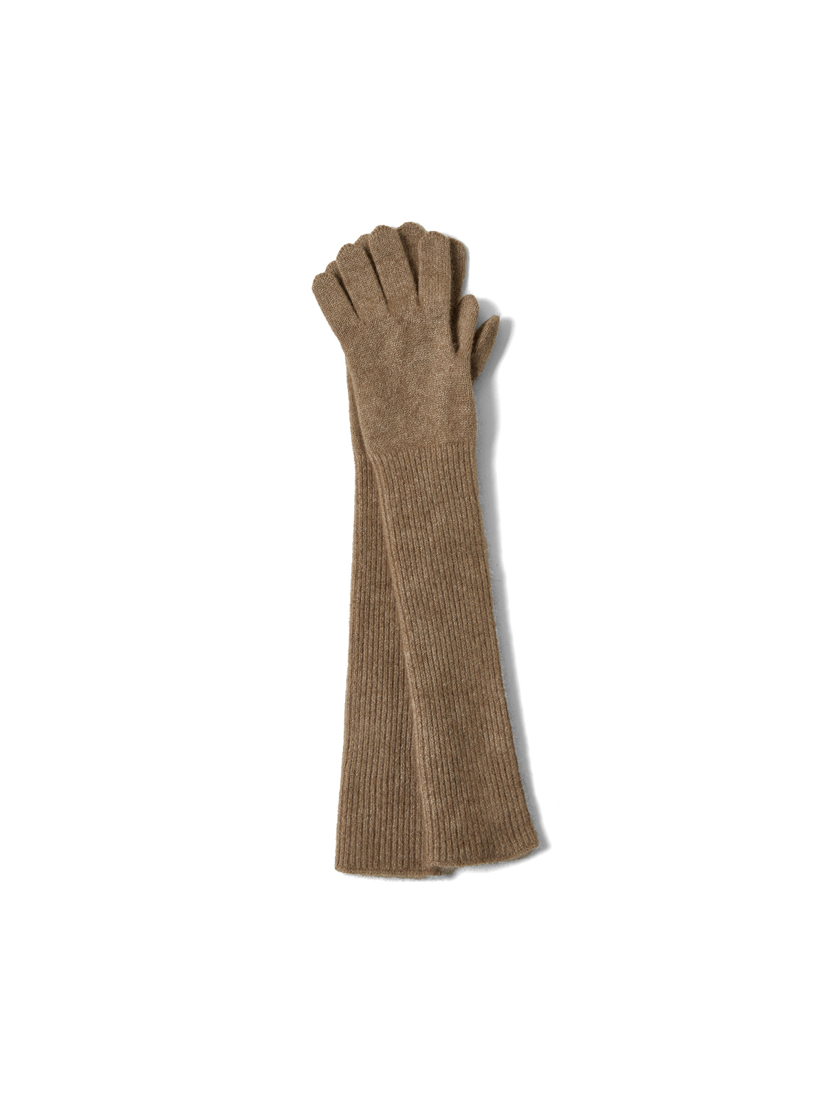 BABY CASHMERE KNIT LONG GLOVES (NATURAL BROWN)