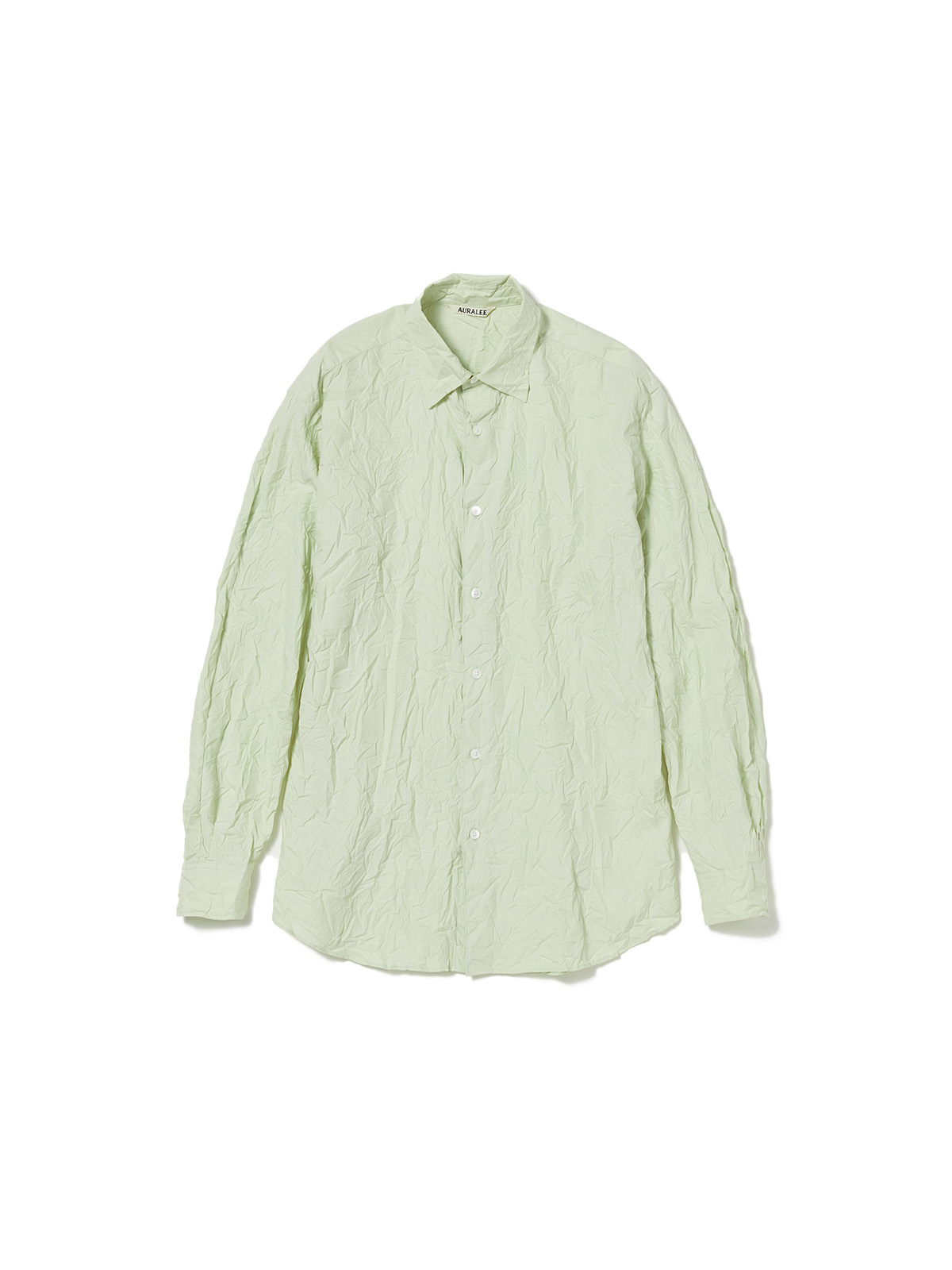 WRINKLED WASHED FINX TWILL SHIRT W (LIGHT GREEN)