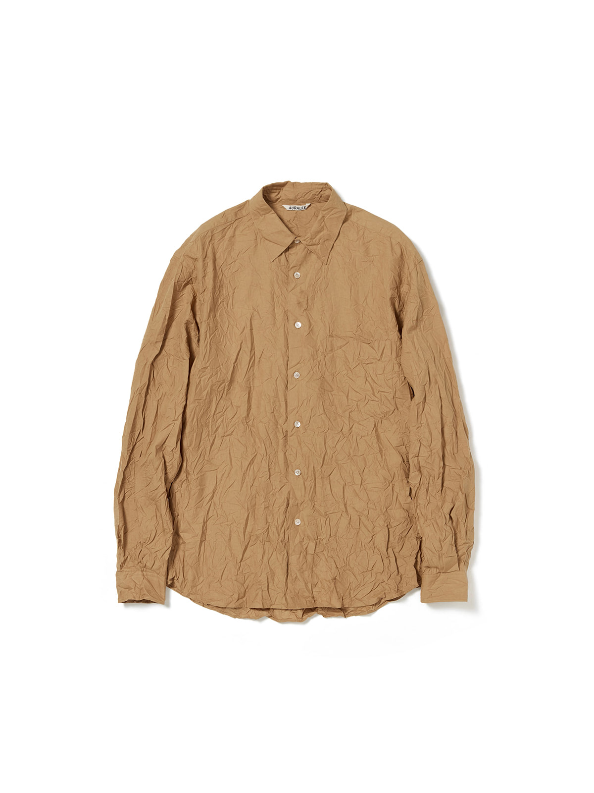 WRINKLED WASHED FINX TWILL SHIRT (BROWN)
