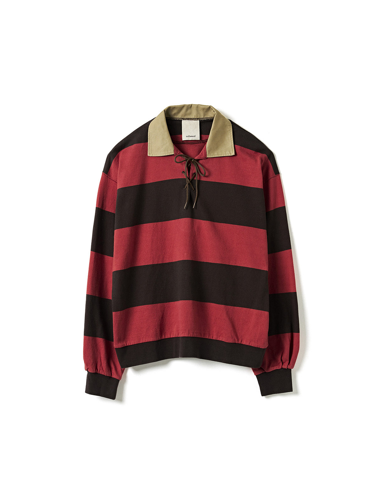 BORDER RUGBY SHIRT (RED×BROWN)