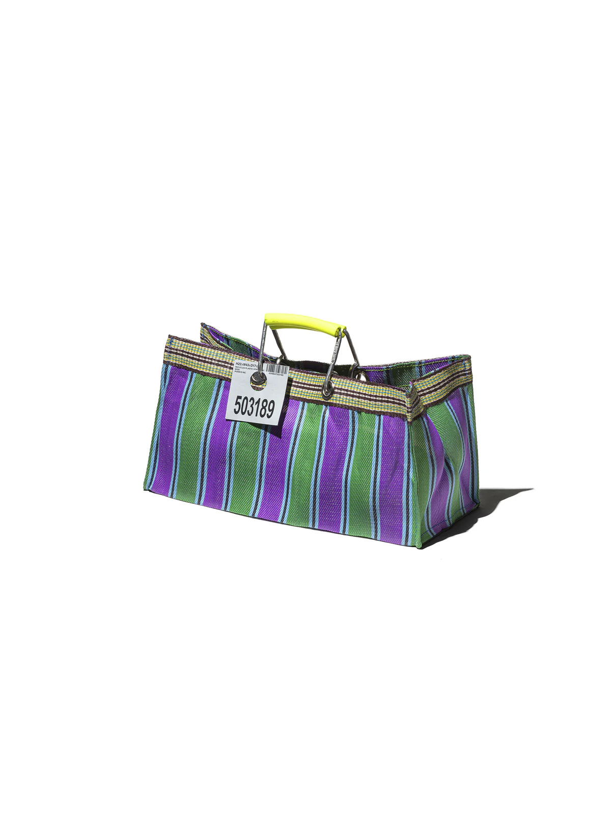RECYCLED PLASTIC STRIPE BAG WIDE E (GREEN)